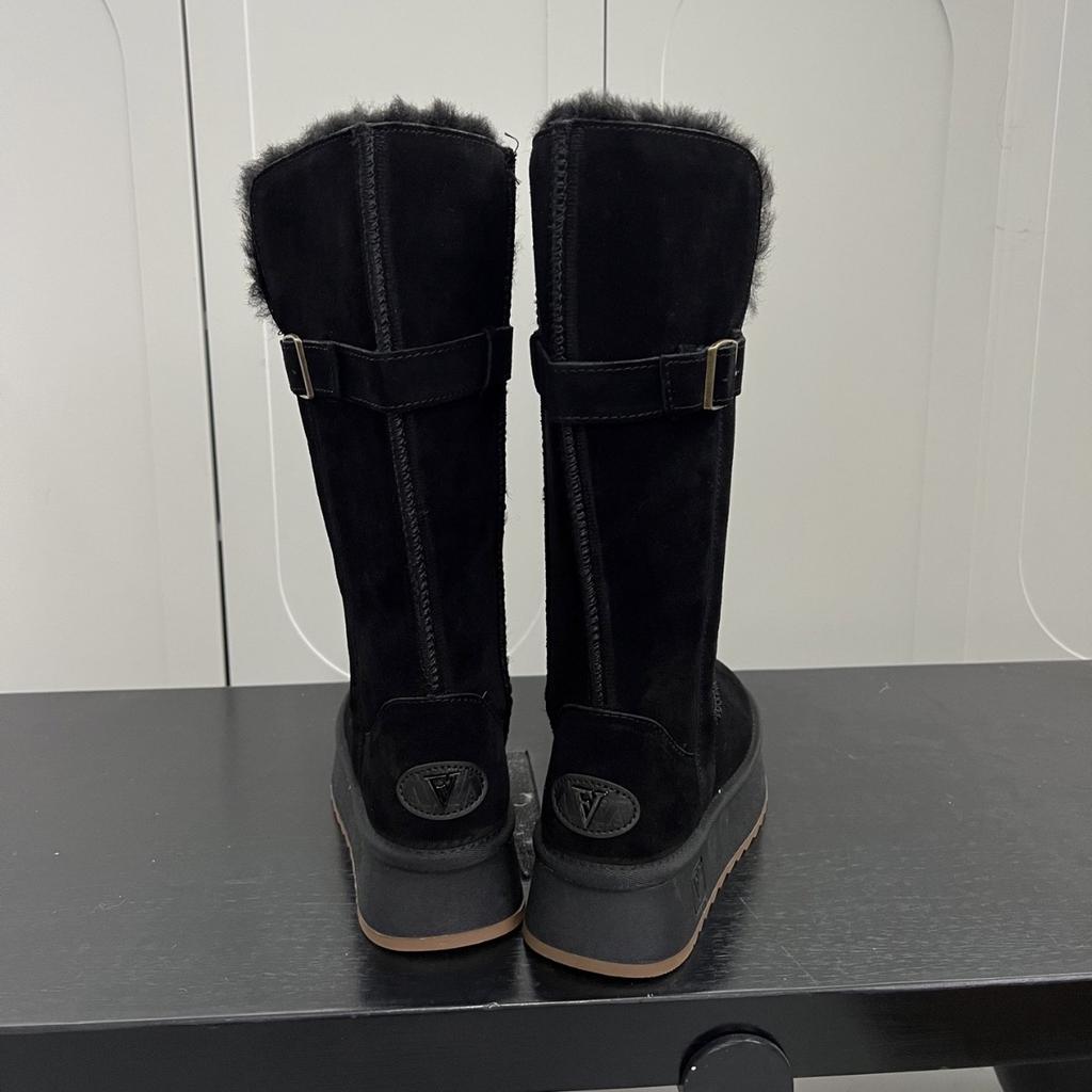 2025 nya stövlar helko läder varma vinröda snöstövlar dam rund tå tjock sula höga stövlar förtjockade bomullsstövlar trend