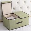 Foldable Cotton & Linen Large Storage Box with Double Lid for Miscellaneous Items and Underwear.