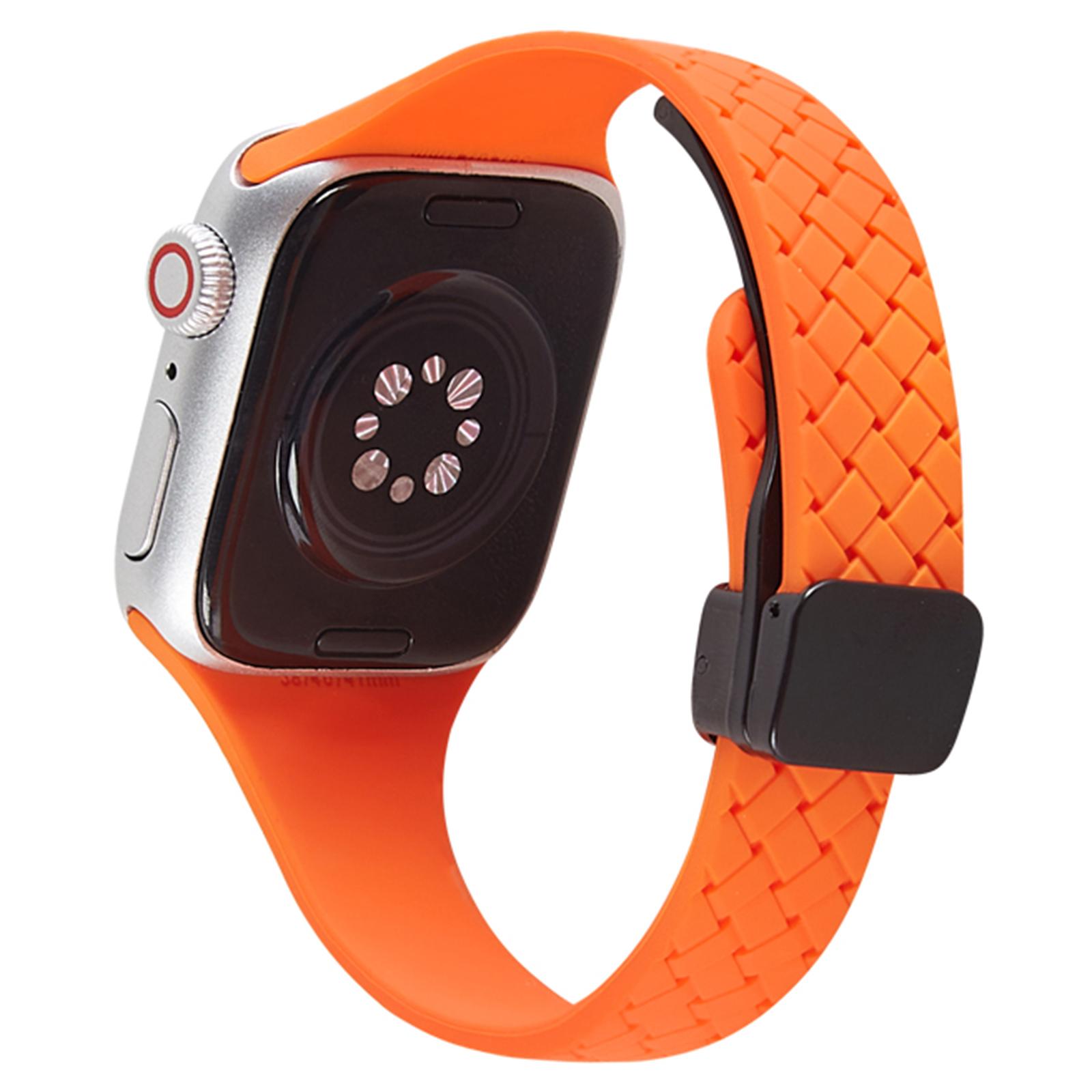 

Watch Band for Apple Watch Series 10 42mm/9 8 7 41mm/SE (2023) SE (2022) SE 6 5 4 40mm/3 2 1 38mm Silicone Watch Band Magnetic Buckle Orange