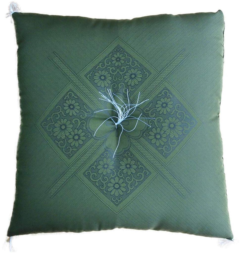 Gozen Zabuton (58x61cm) for Buddhist memorial services, Fukure (Green), for Japanese-style rooms, for use in front of the Buddha