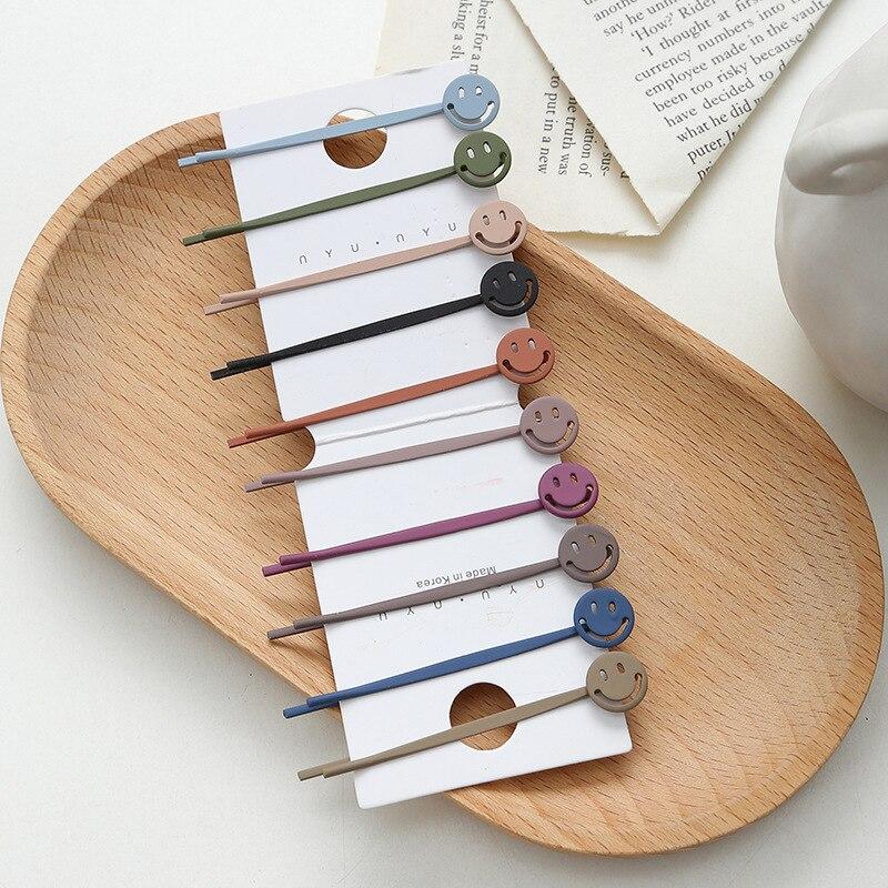 

10 шт./компл. Смайлик Звезды Любовь Узор Моранди Цветные Заколки Для Волос Для Женщин Девочек Конфетные Шпильки Заколки Аксессуары Для Волос Набор United States