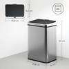 40L Sensor Bin with Soft-Close Lid, Stainless Steel Automatic Touchless Motion Sensor Kitchen Bin, Silver Tone