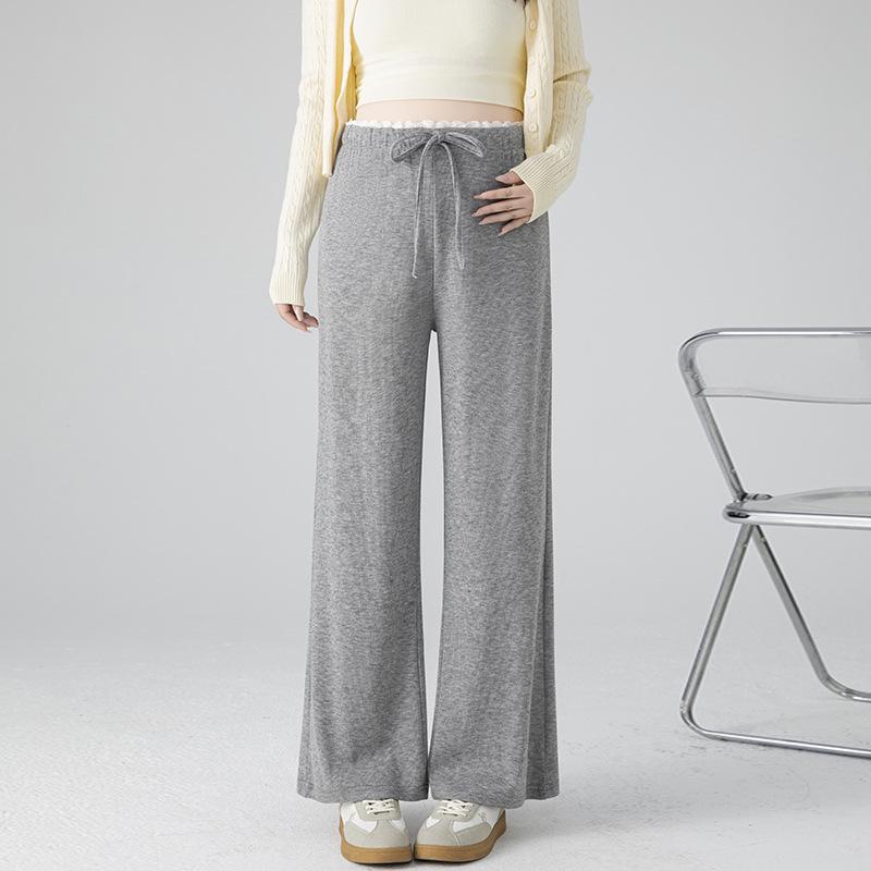 

Spring 2026 Maternity Wide-Leg Drape Pants - Sticky Rice, Non-Support Belly, Casual Wear L светло-серый
