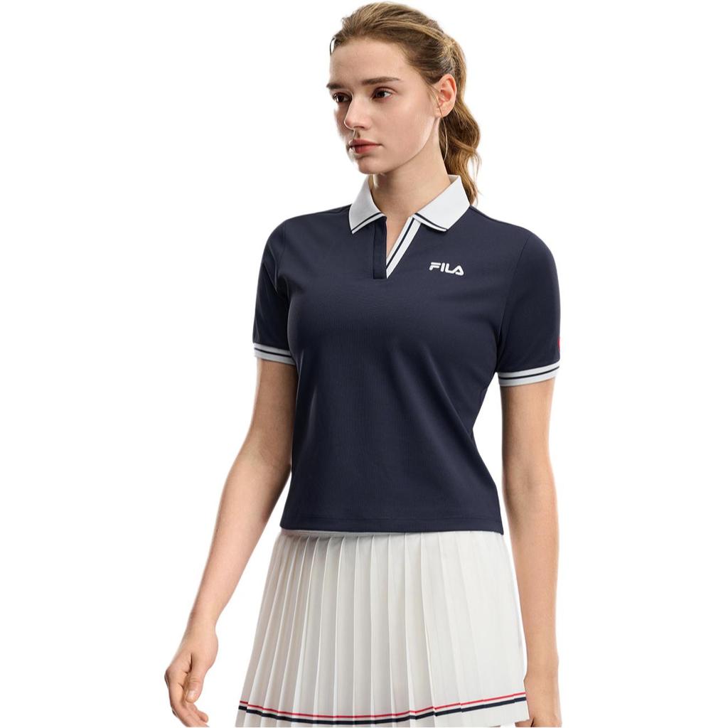 FILA Tennis Knitted Quick-Dry Short Sleeve Polo Shirt Women tops A51W623101F-NV