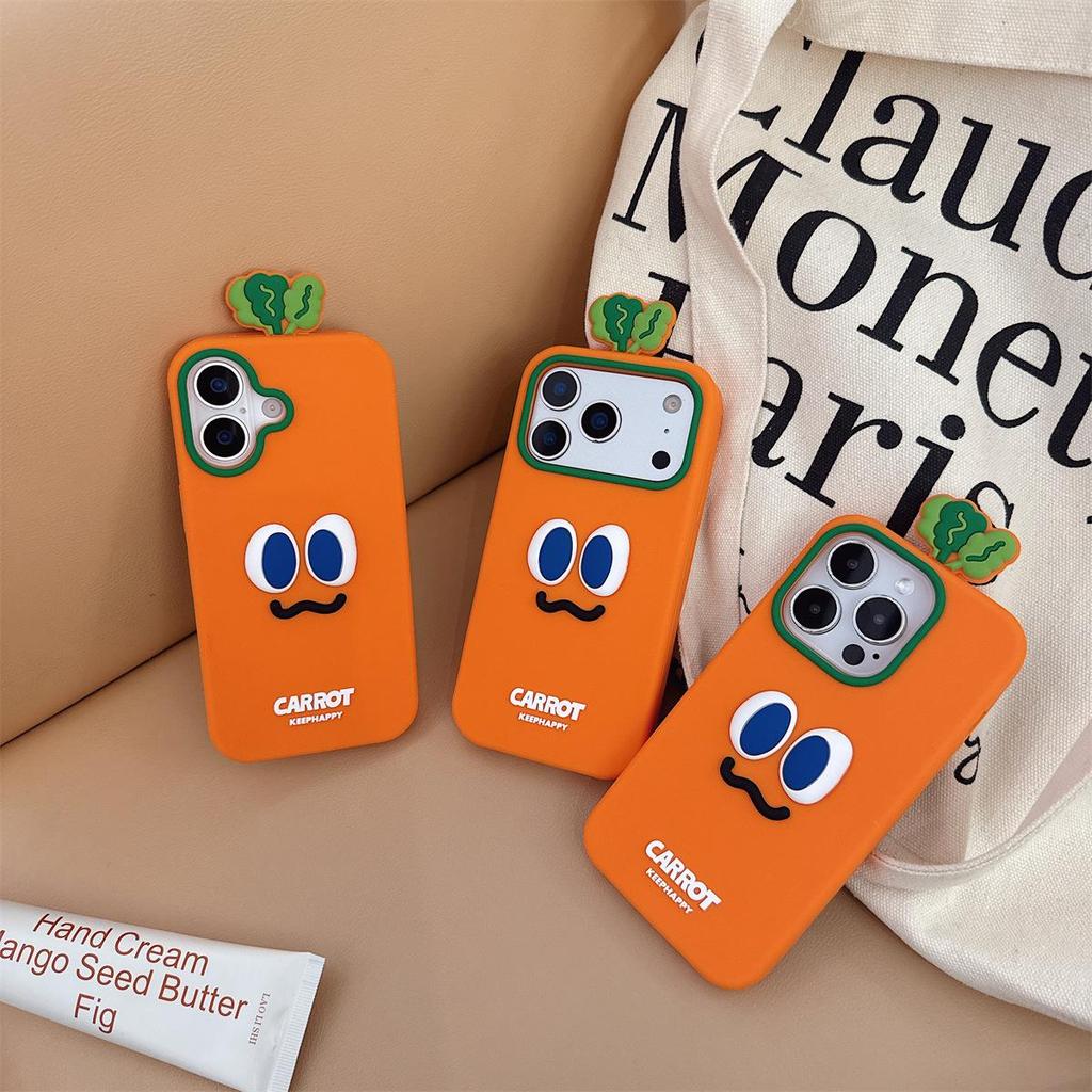 3D Cartoon Carrot Phone Case for iPhone 15/14/13/12/11 Pro/Pro Max