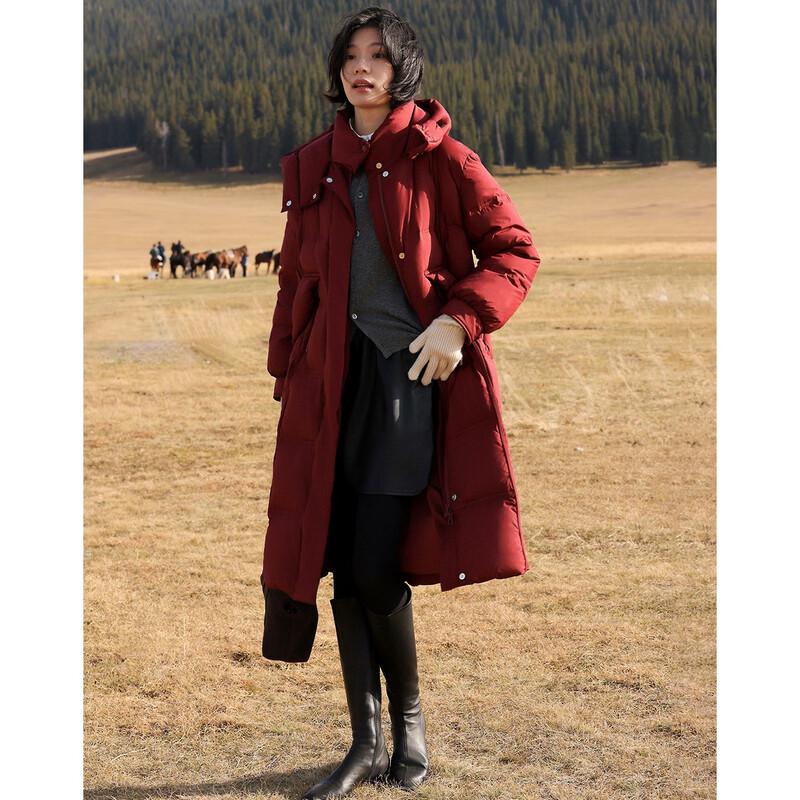De Mana Women's Hooded Down Jacket with Aerogel & Volcanic Rock Heat Retention
