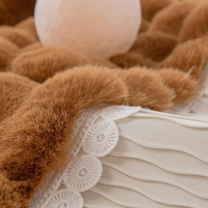 New Thicken Imitation Rabbit Fur Plush Sofa Slipcover Non-slip Soft Sofa Towel Couch Cushion for Living Room Modern Home Decor