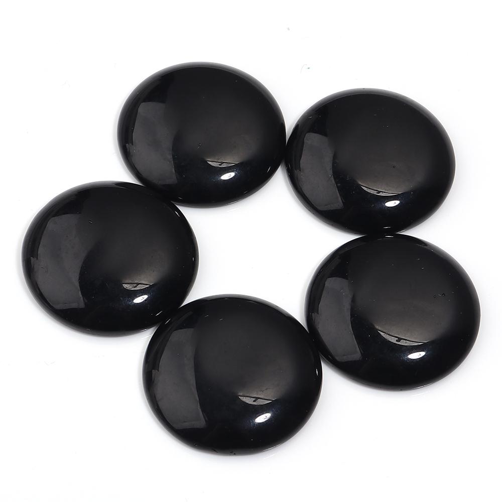 5/10pcs Natural Stone Cabochon Black Agate Round Flatback Cabochon Loose Beads For Jewelry Making DIY Ring Pendants Accessories