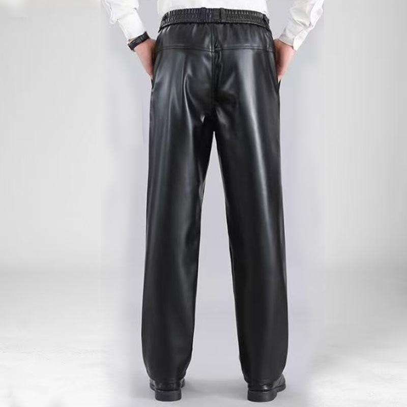Men's PU Leather Pants - Oil & Waterproof, Loose Fit, Plus Size, Ideal for Work, Driving, Delivery, and Riding during Autumn/Winter.