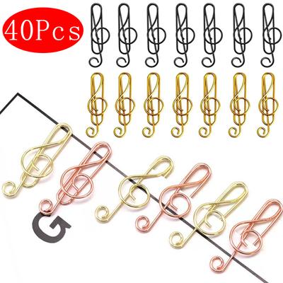 40-20Pcs Creative Music Note Paper Clip Clamp Paper Clip Bookmark Holder Paper Decorative Clip School Home Stationary Supplies