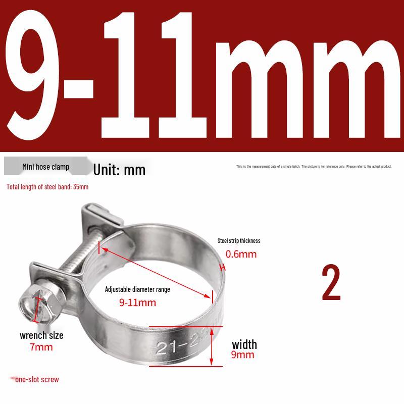 304 Stainless Steel Mini Hose Clamp for Water Pipes, Screw-Tightened Band Clip