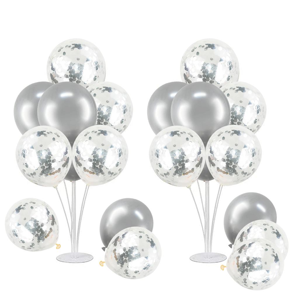 2 Set Kit Supporto per Palloncini, con 20 palloncini, Porta Bastoncini per Palloncini con Base per Tavolo Decorazioni per Festa di Laurea Compleanno Rivelazione di Genere
