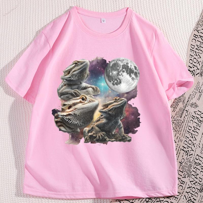 Funny Bearded Dragon T Shirts Casual Cotton Short Sleeve Tshirt Loose Round Neck Oversized Y2k Clothing High Qualty Tees
