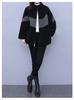 Women's Plus Size Color Block Lamb Wool Coat - Autumn/Winter Fashion Fleece Outerwear