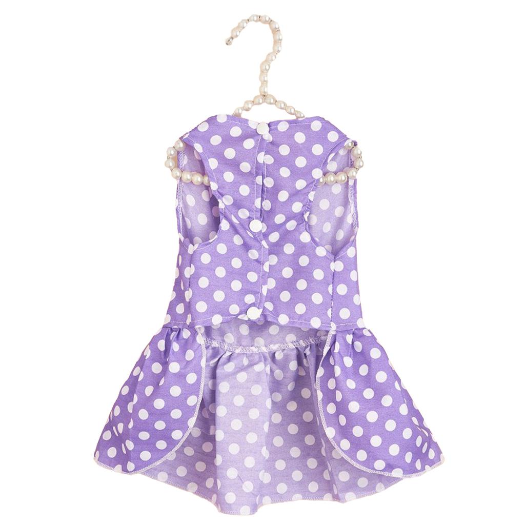 Dog Dress Cute Lightweight Fashionable Dots Print Button Design Pet Clothes for Puppy Cat