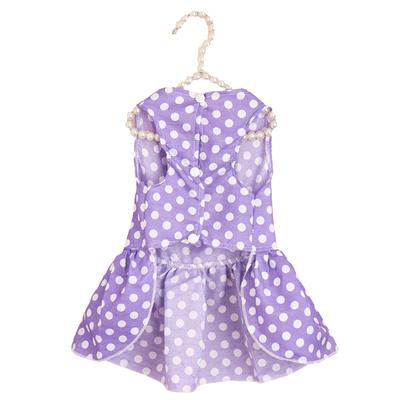 Hunde Kleid Niedlich Leicht Modisch Punkte Druck Knopf Design Haustier Kleidung für Welpen Katze Lila XL