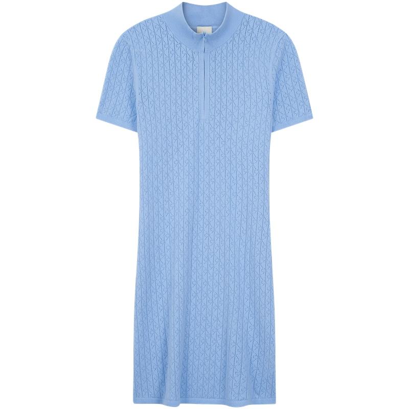 

Calvin Klein Elegant Commuter Hollow Letter Half-Zip Short Sleeve Dress Women dresses 44D309G L