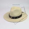New cowboy top hat Panama British straw sunscreen visor men's and women's belt papyrus beach hat