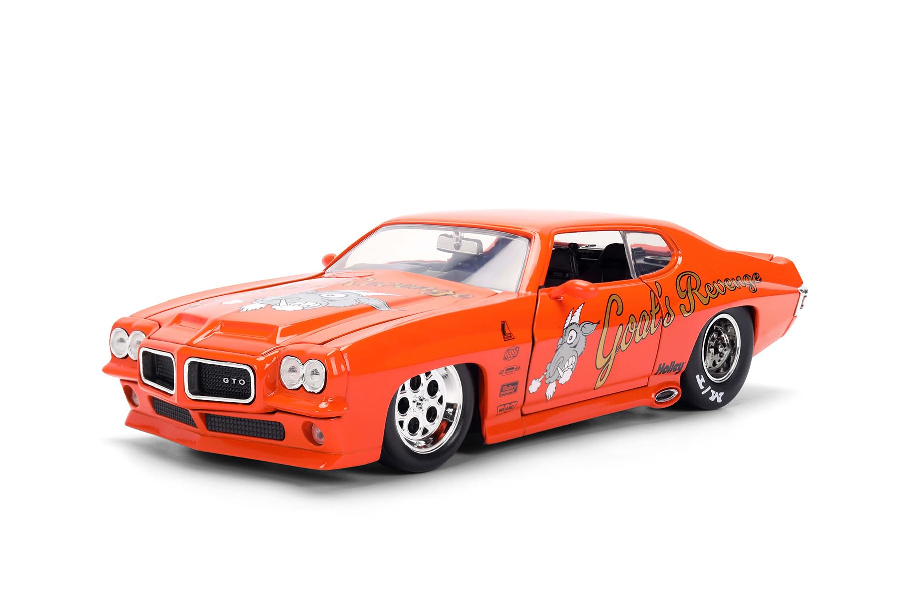 Jada Toys Big Time Muscle 1971 Pontiac GTO Diecast Car Opening Trunk and Rubber Tires 124 – Doors, Hood, (Orange) оранжевый