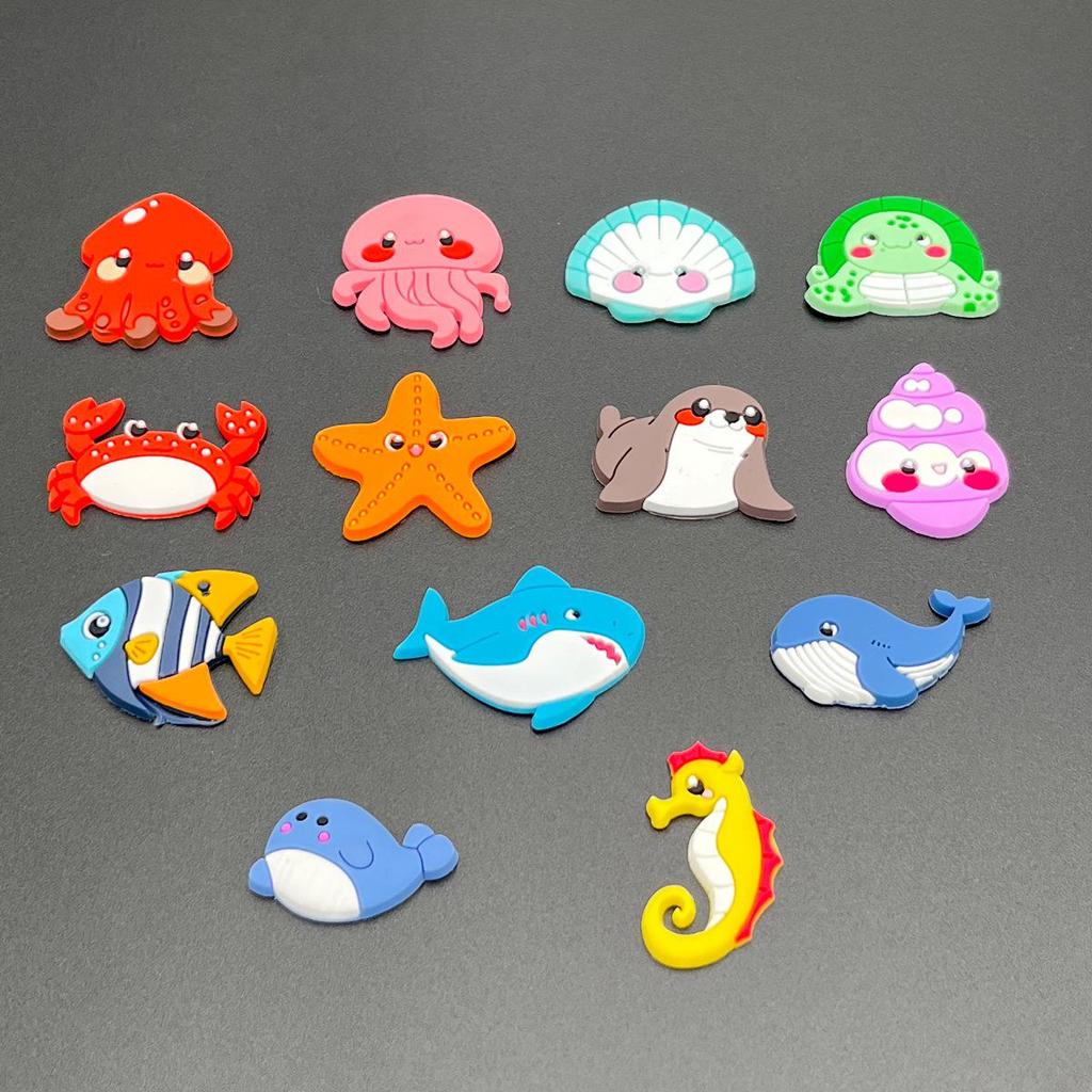 Underwater Animals PVC Soft Rubber DIY Crocs Phone Case, Fridge Magnet, Milk Tea Cup Hair Clip & Stickers