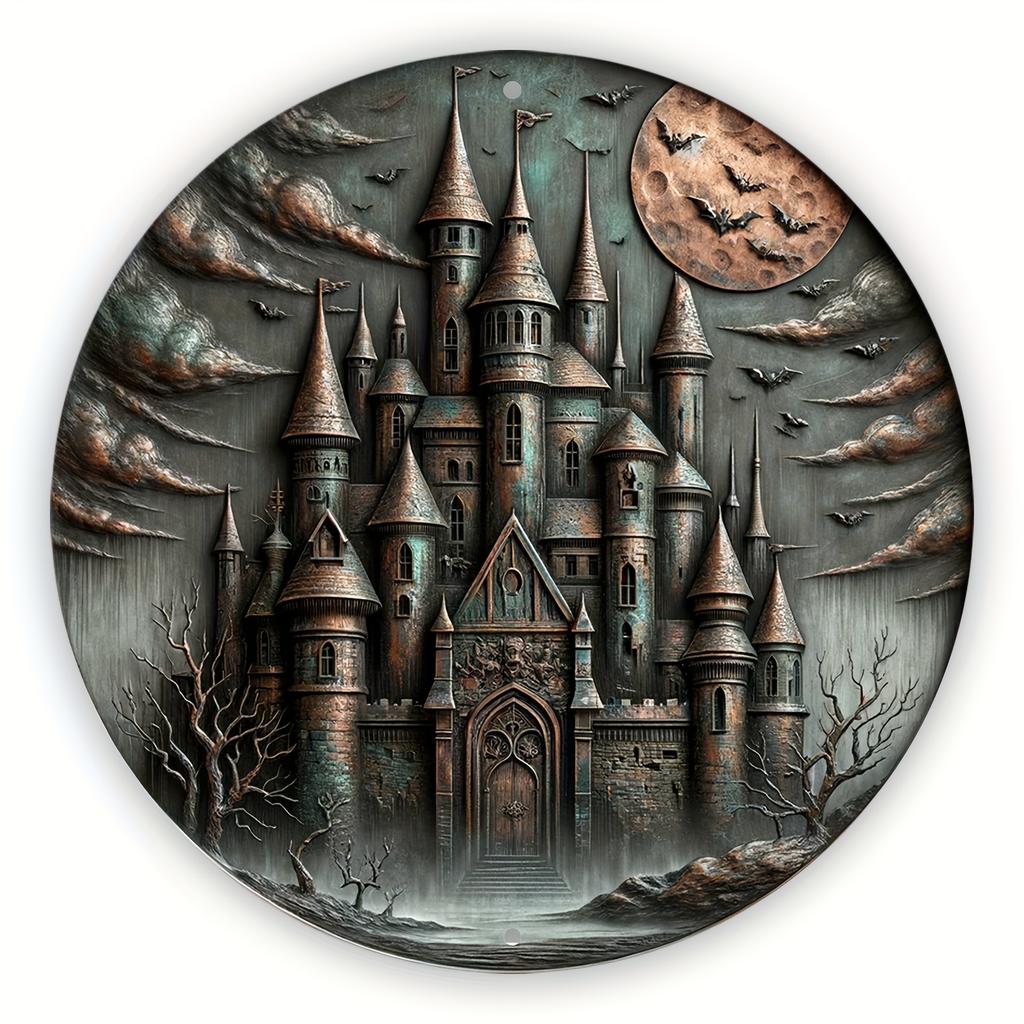 Wood Round Wooden Sign Art Painting Wreath Decorative Plates Entrance Decor Gift Mask Theme For Bar Club Home Room Wall Decor for Church Front Door