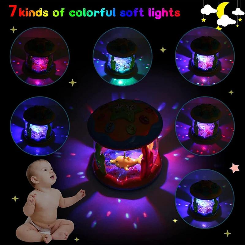 Baby Education Toy for Toddlers Kids Baby Toys 6 to 12 Months Musical Light Up Tummy Time Infant Toys Ocean Rotating Projector