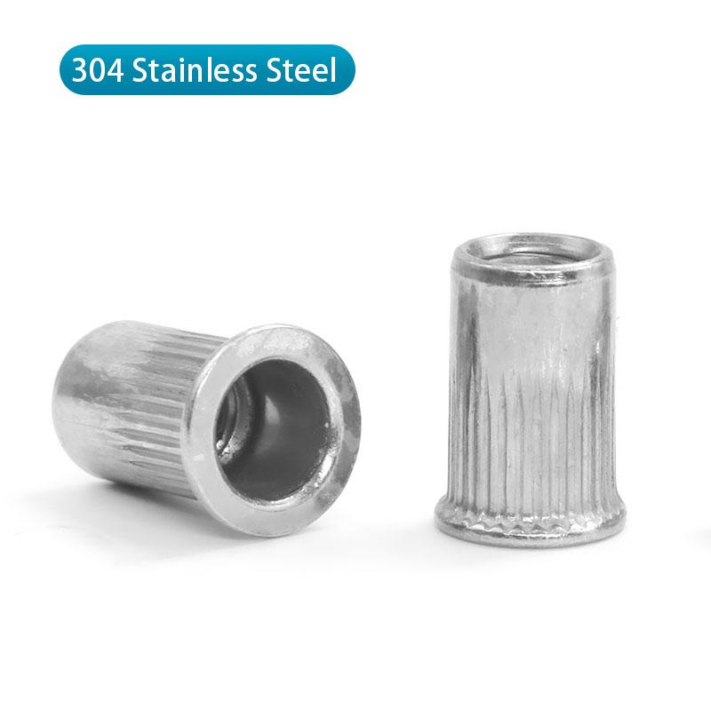 NINDEJIN Small Flat Head Blind Rivet Nut Carbon Steel 304 Stainless Steel M3 M4 M5 M6 M8 M10 M12 Rivnut Threaded Insert Nut