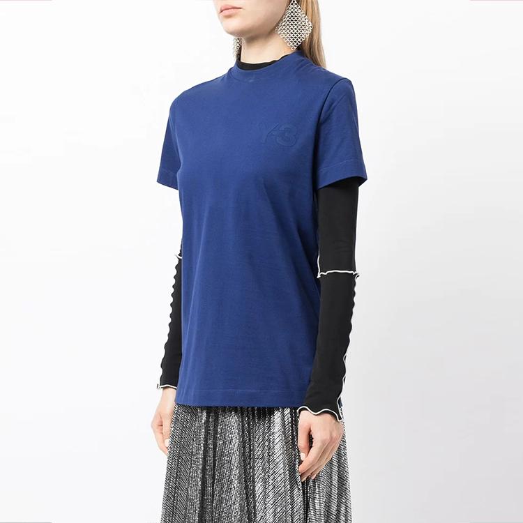 Y-3 FW21 Logo Pullover Short Sleeve T-Shirt Women T-Shirts Blue H61898
