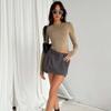 Damskie swobodne koszulki z długim rękawem Wiosna Jesień Jednolity Slim Fit Swetry Koszulki Koszule Damskie Streetwear Koszulki bazowe Topy Casual