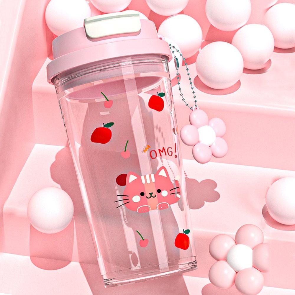 650ml Water Bottle Leak-proof Coffee Cup Cute Plastic Cups  Student