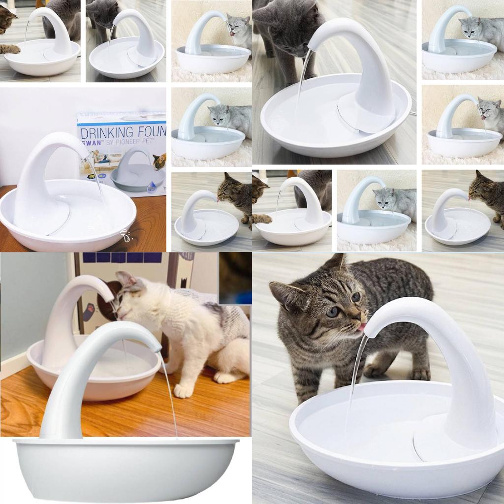 Pioneerpet Schwan Haustier-Trinkbrunnen Ideal für Katzen und Hunde mit leisem Betrieb und einfachen Reinigungsfunktionen