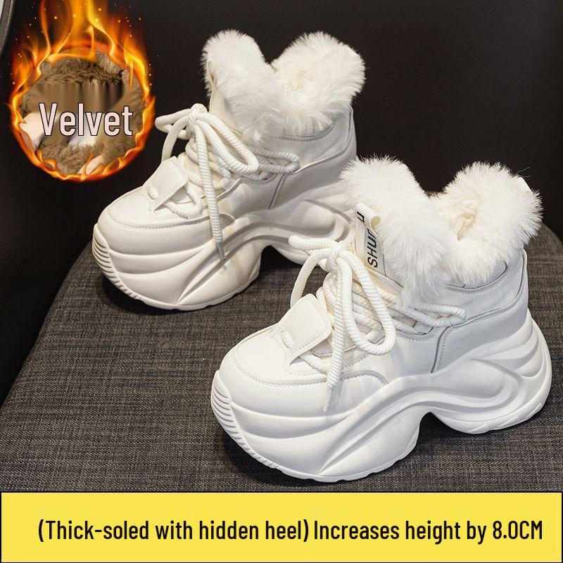 

Women s Fleece-Lined Thick-Soled Sneakers - Height-Boosting Casual Winter Leather Shoes 35