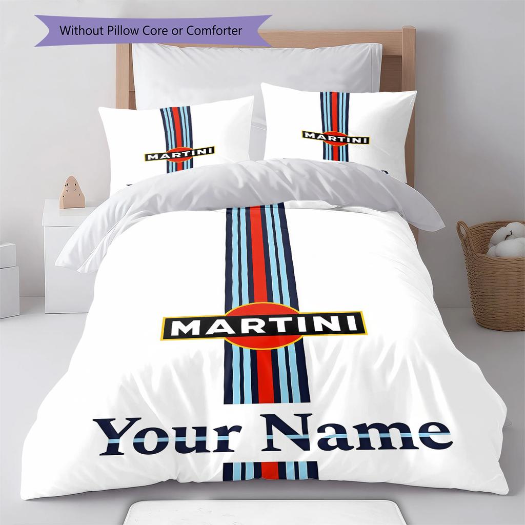 Custom Name Martini Racing Bedding,Quilt Set Quilt Cover Pillowcase Home Birthday Gift(1 * duvet cover + 2 * pillowcase, without core) -HE79