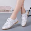 Small Leather Shoes Women's Hollow Breathable Summer Work Shoes Versatile Personalized Casual Shoes Lace-up Flat Shoes
