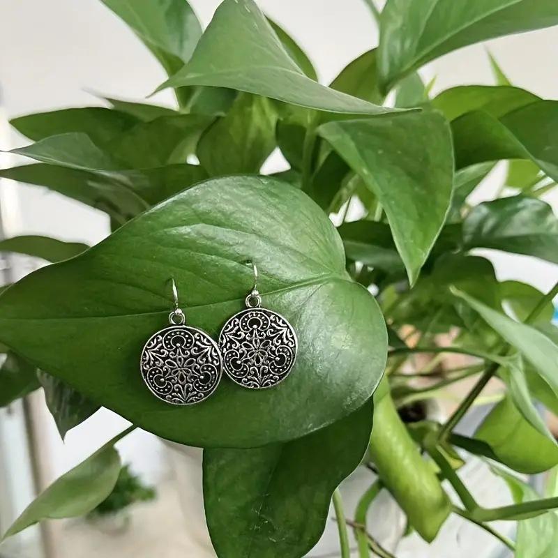 Hollow Flower Pattern Round Drop Earrings Vintage