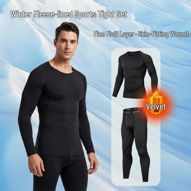 Set Termico Fitness Asciugatura Rapida da Uomo - Autunno/Inverno Taglie Forti Tuta Strato Base