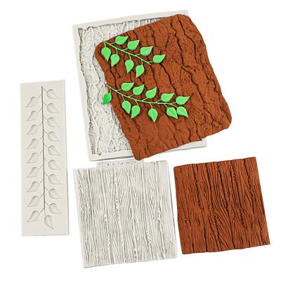 Silikonform för trädbark DIY Blad Fondant Tårtdekorationsverktyg Sugarcraft Chokladgodis Lera Gumpasteform Muffin Bakverktyg