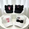 Sweet and Cute Cat Embroidered Baseball Cap Female Cat Ear Shape Love Polka Dot Cap Sunscreen Sun Hat