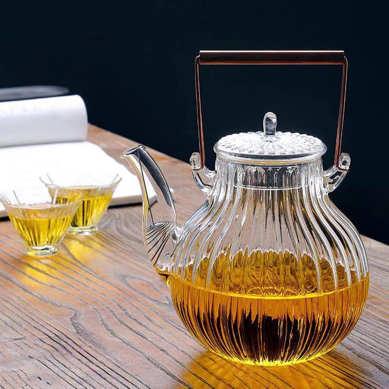 Chaxun Heat-Resistant Glass Teapot with Copper Handle