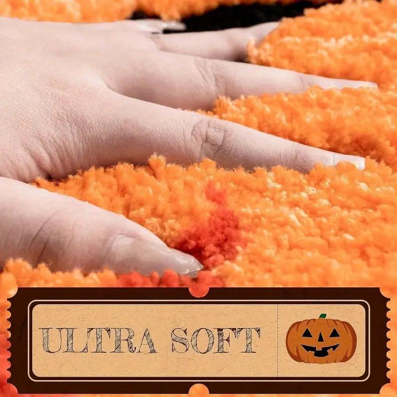 Halloween Imitation Cashmere Floor Mat Bathroom Decoration Autumn Pumpkin Bathroom Carpet Anti Slip and Absorbent