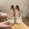 One-word Buckle Ballet Mary Jane Shoes Women's 2025 Spring and Autumn New Bow Light Mouth French Evening Single Shoes