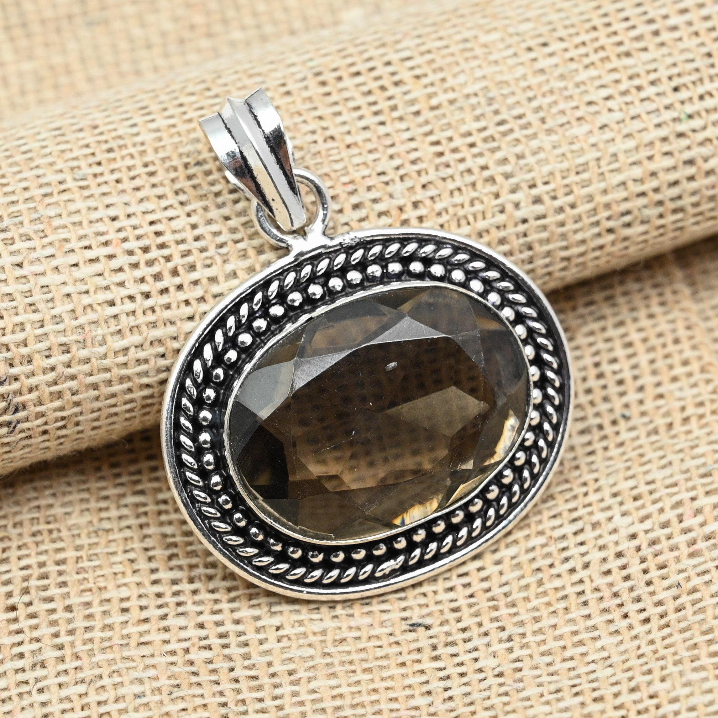 

Дымчатый топаз, твердое серебро 925 пробы, замечательные ювелирные изделия ручной работы, женский кулон 1.77 Inches коричневый