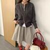 Retro Knitted Cardigan Crew Neck Zipper Autumn and Winter New Soft Waxy Lazy Style Short Casual Sweater Jacket Women