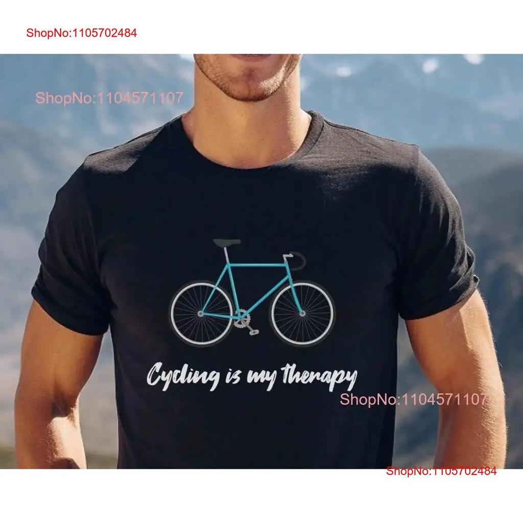 Bike T Shirt Cycling Is My Therapy Lovers Bicycle Mountain Vintage Washed Stylish Top For Everyday Wear Breathable Stretched
