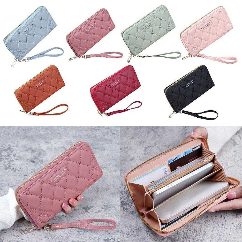 Women Wallet PU Leather Card Holder Long Zipper Coin Purse Embroidery Money Bag Multi Card Clutch Purse Wristlet Handbag