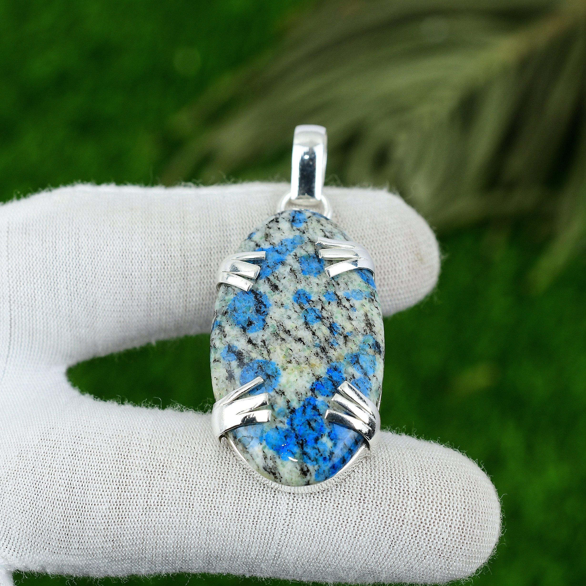 Womens day Deal Oval K2 Jasper Gemstone Handcrafted Pendant 925 Sterling Silver