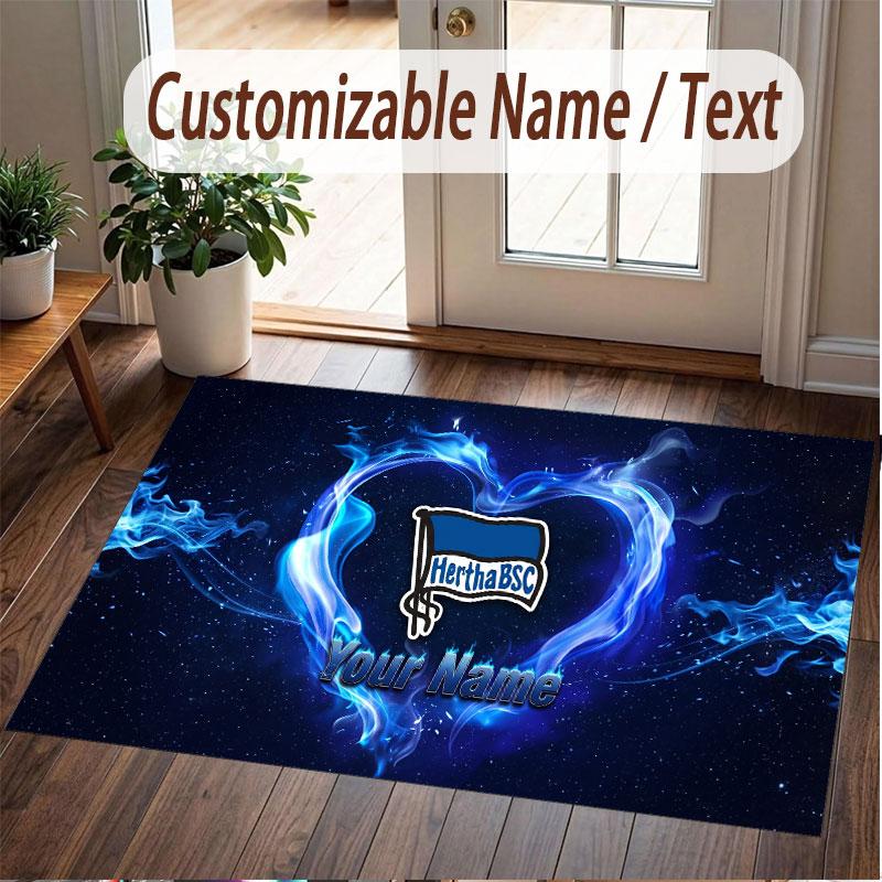 Custom Rug hertha bsc Pattern Print Name Text Soft Non‑Slip Floor Carpet for Home Indoor Decoration