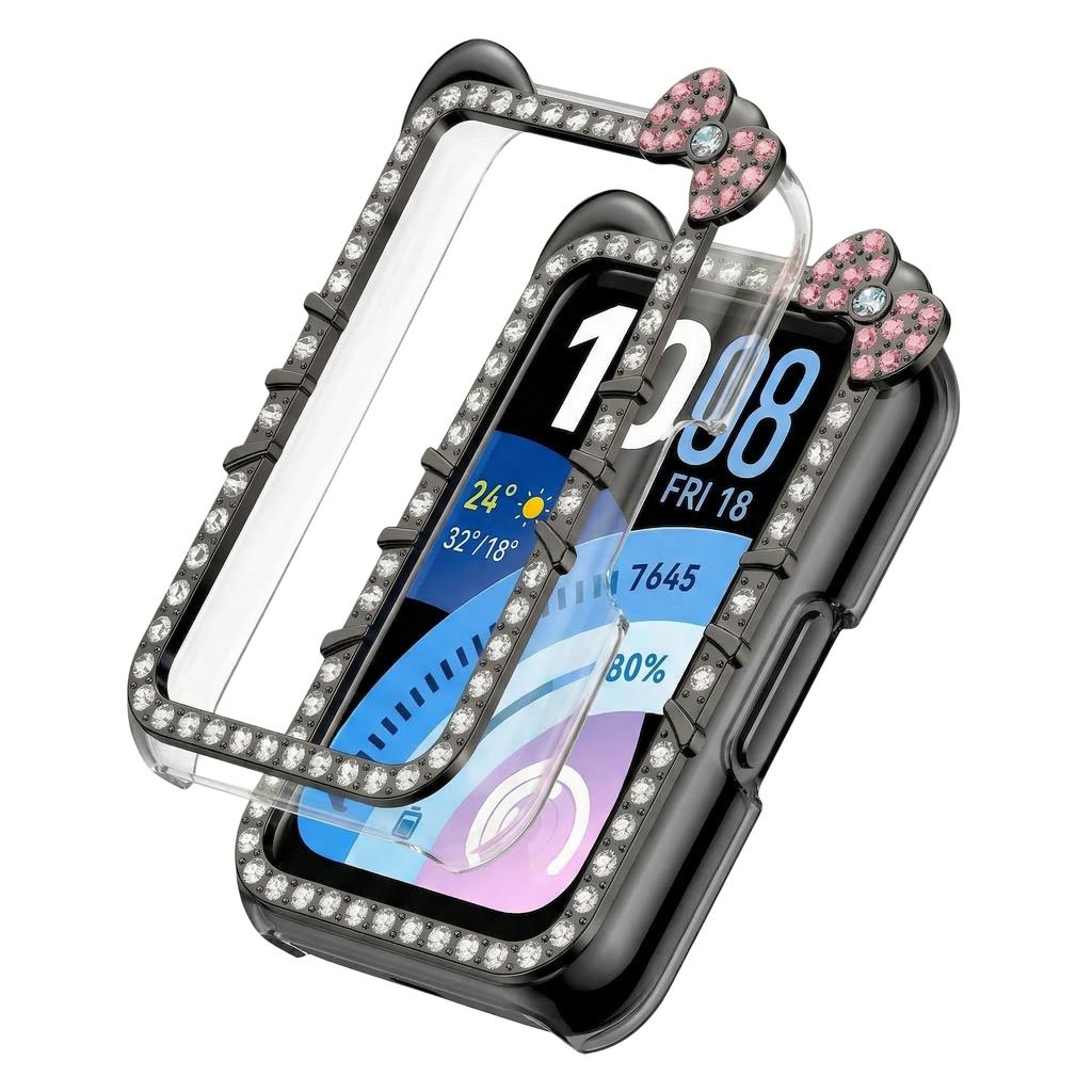 Custodia con Diamanti per HUAWEI Band 11 Accessori Bordo Bumper Rigido Vuoto a 360° Frame shell Carina Copertura GATTO huawei smart band 11 pro