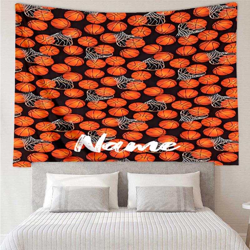 Custom Name basketball Print Tapestry, Backdrop, Easy Setup, Ideal for Bedroom, Office & Living Room, with Aesthetic Wall Hanging Decor.