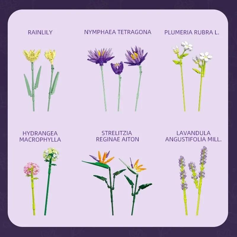 Romantic Flower Bouquet Building Blocks Eternal Flower Creative Home Desk Plant Decoration Assemble Bricks Girl Gifts Kids Toys